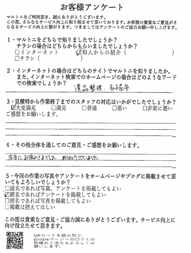 名古屋市中区　Y様　家財撤去